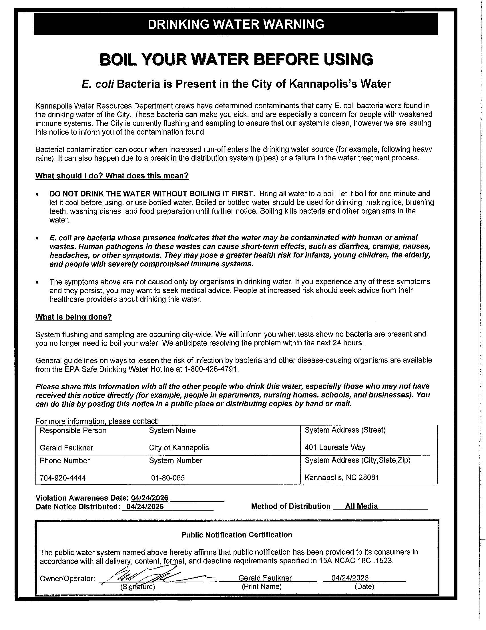 Boil Water Advisory Boil Water Advisory